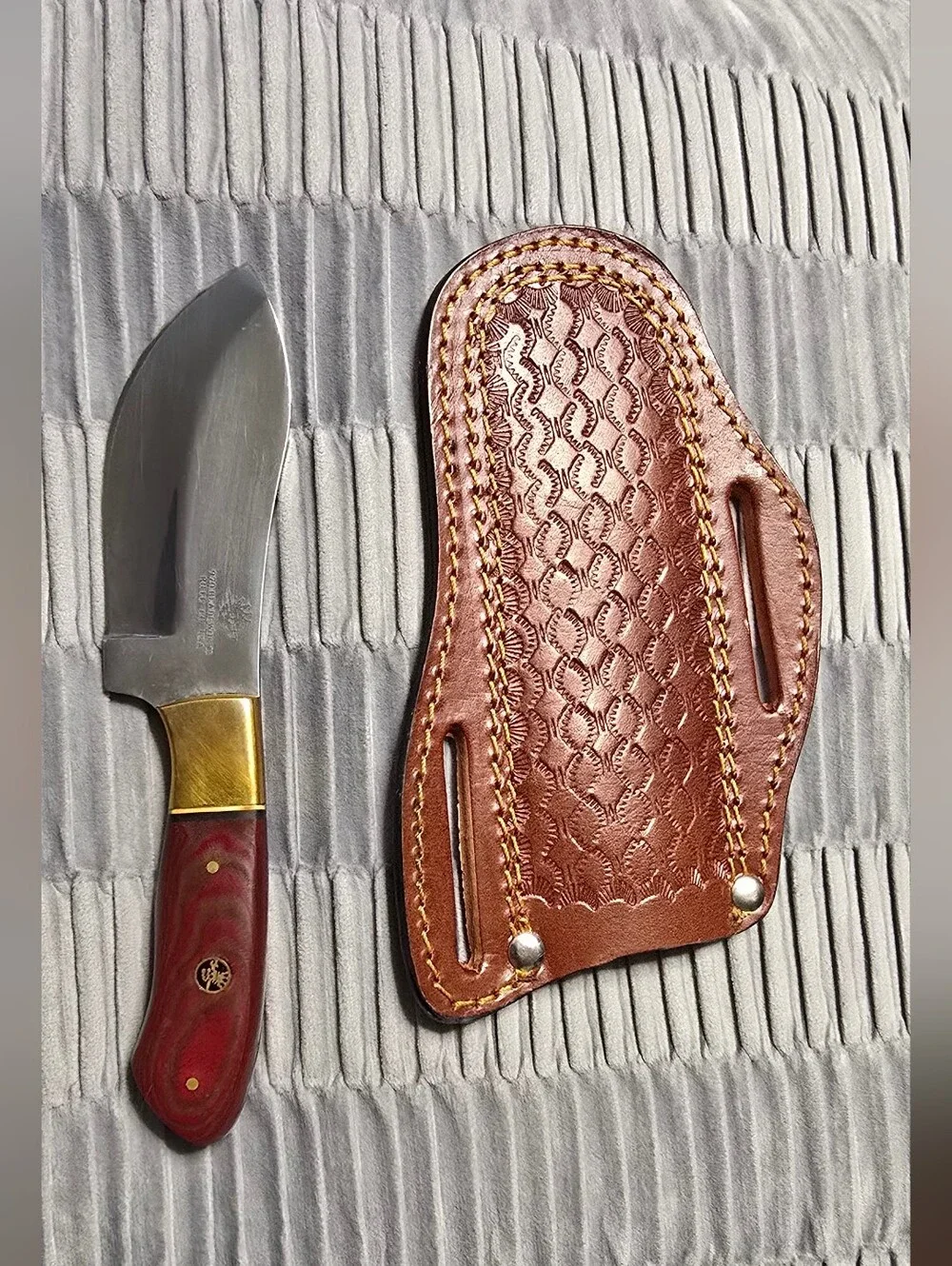 970 BladeWorks Hand Forged Fixed Blade Cross Sheath Red Handle Made In USA 🔥